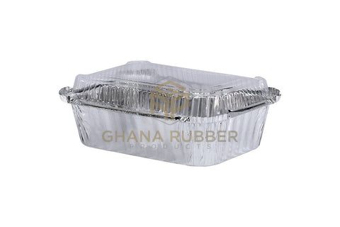 Image of Aluminium Foil Food Containers + Domed Plastic Lids 8333