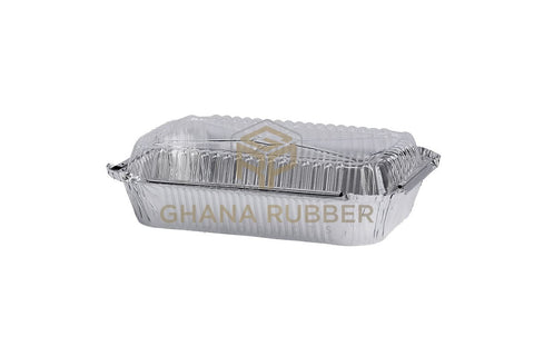 Image of Aluminium Foil Food Containers + Domed Plastic Lids 8389