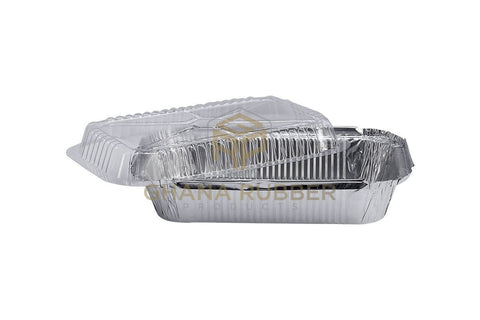 Image of Aluminium Foil Food Containers + Domed Plastic Lids 8389