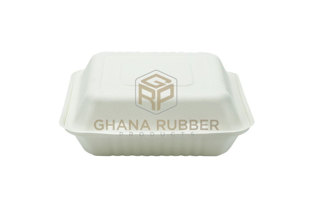 Bagasse 3-Section Clamshell Boxes 9" x 9"