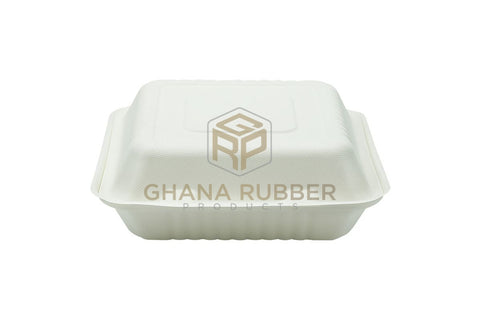 Image of Bagasse 3-Section Clamshell Boxes 9" x 9"