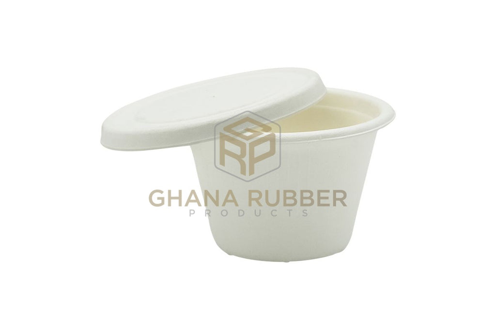 Bagasse 4oz Sauce Cups + Lids