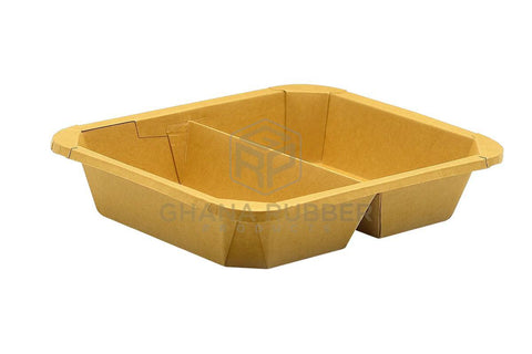 Image of Kraft Rect. Food Pots 2-Section 1450ml + Lids