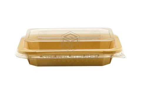 Image of Kraft Rectangular Food Pots 700ml + Lids