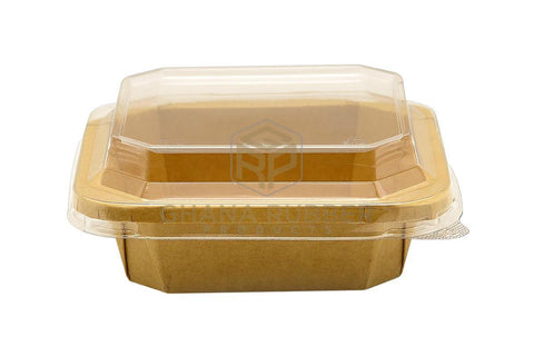 Image of Kraft Square Food Pots 300ml + Lids