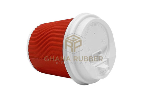 Image of Ripple Paper Cups + Lids 4oz Red