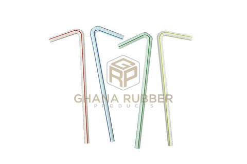 Image of Wrapped Plastic Smoothie Straws Striped 8mm