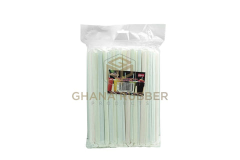 Image of Wrapped Plastic Smoothie Straws Striped 8mm