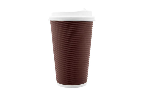 Image of Ripple Paper Cups + Lids 16oz Brown