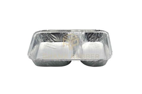Image of 2-Section Aluminium Foil Food Containers + Lids