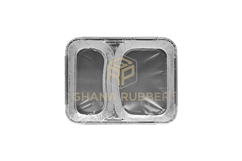 Image of 2-Section Aluminium Foil Food Containers + Lids