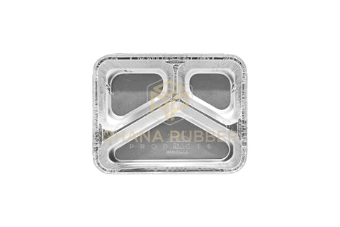 Image of 3-Section Aluminium Foil Food Containers + Lids
