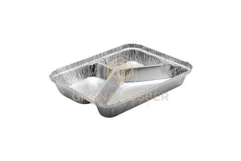 Image of 3-Section Aluminium Foil Food Containers + Lids