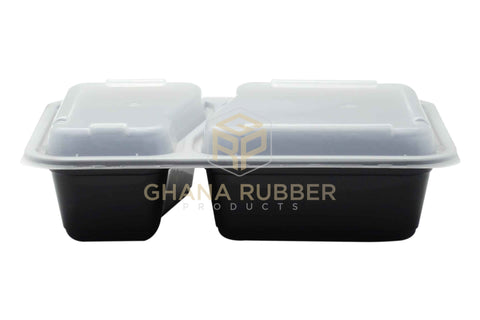 Image of 32oz 2-Section Black Microwavable Containers