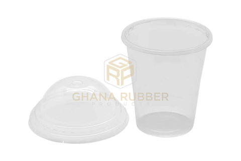 Image of Disposable Plastic Cups 300cc Transparent + Domed Lids