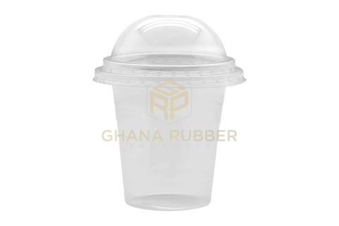 Image of Disposable Plastic Cups 300cc Transparent + Domed Lids