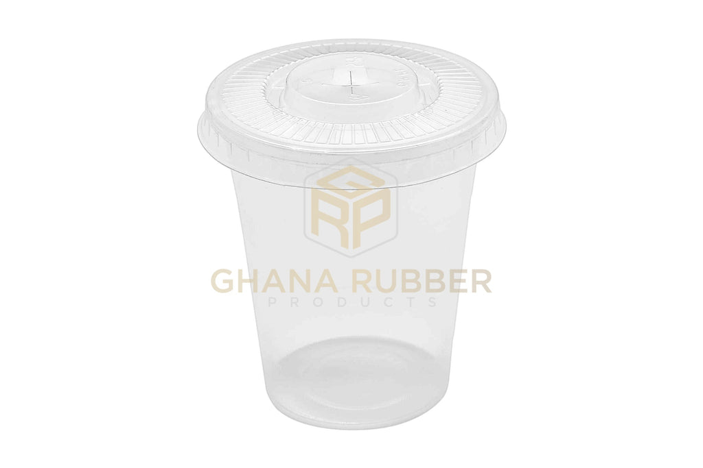 Disposable Plastic Cups 300cc Transparent + Flat Lids