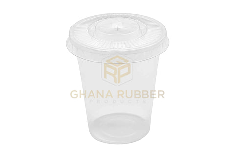 Image of Disposable Plastic Cups 300cc Transparent + Flat Lids