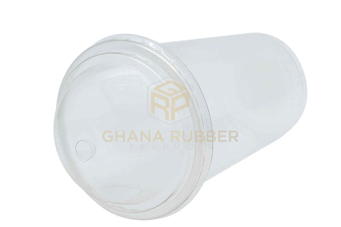 Image of Disposable Plastic Cups 580cc Transparent + Domed Lids