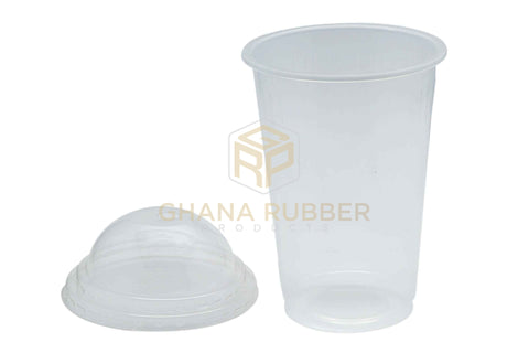 Image of Disposable Plastic Cups 580cc Transparent + Domed Lids