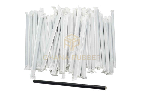 Image of Paper Straws 6mm Black Individually-Wrapped
