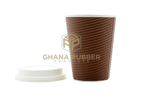 Image of Ripple Paper Cups + Lids 12oz Brown