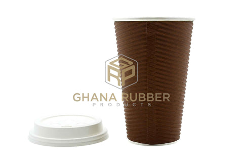 Image of Ripple Paper Cups + Lids 16oz Brown