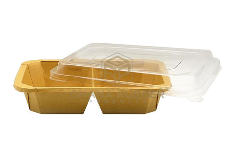 Image of Kraft Rect. Food Pots 2-Section 1450ml + Lids