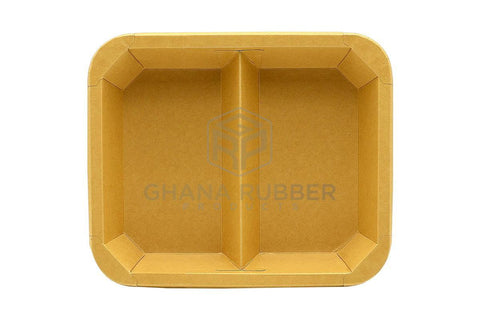 Image of Kraft Rect. Food Pots 2-Section 1450ml + Lids