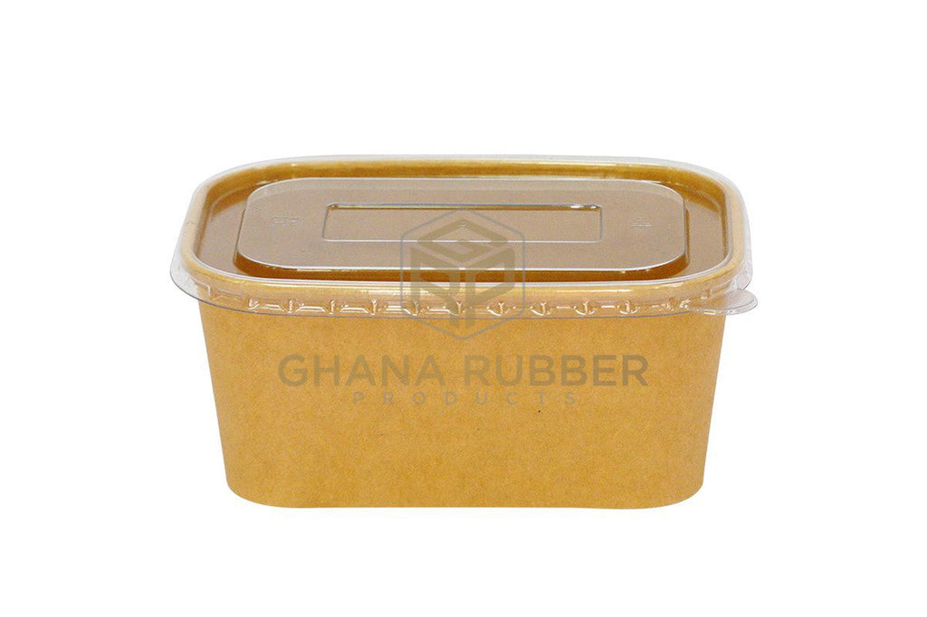 Rectangular Rubber Container Small Kraft Rectangular Container 1000ml - Shine Disposables by Ghana Rubber ...