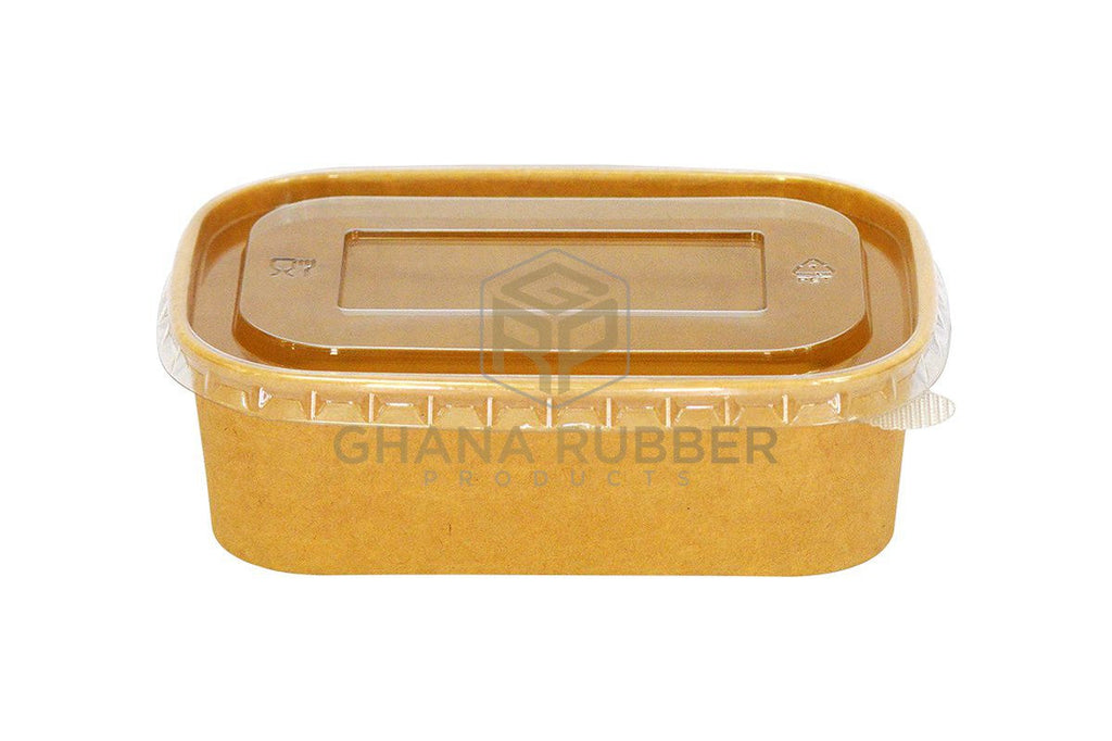 Rectangular Rubber Container Small Kraft Rectangular Container 650ml - Shine Disposables by Ghana Rubber ...