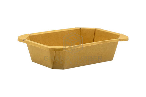 Image of Kraft Rectangular Food Pots 500ml + Lids
