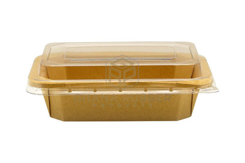 Image of Kraft Rectangular Food Pots 500ml + Lids