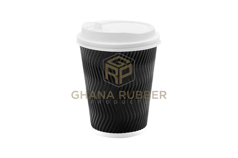 Image of Ripple Paper Cups + Lids 12oz Black