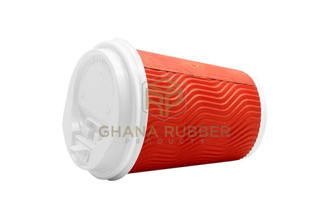 Image of Ripple Paper Cups + Lids 12oz Red