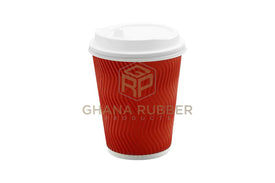 Ripple Paper Cups + Lids 12oz Red