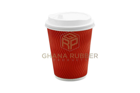 Image of Ripple Paper Cups + Lids 12oz Red