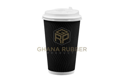 Image of Ripple Paper Cups + Lids 16oz Black