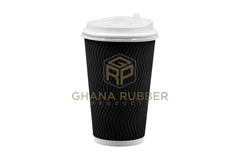 Ripple Paper Cups + Lids 16oz Black