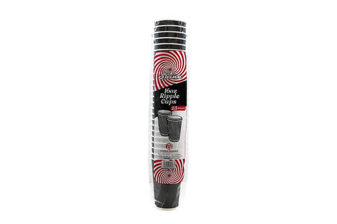Image of Ripple Paper Cups + Lids 16oz Black