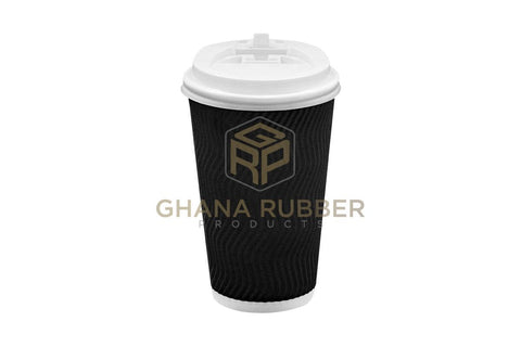 Image of Ripple Paper Cups + Lids 16oz Black