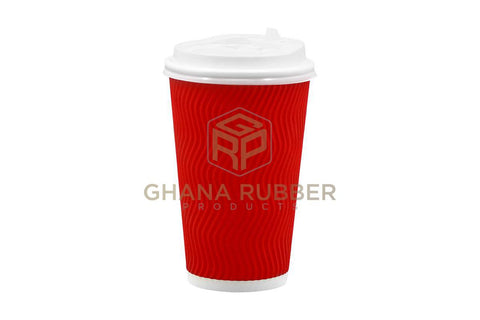 Image of Ripple Paper Cups + Lids 16oz Red