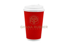 Ripple Paper Cups + Lids 16oz Red