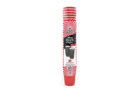 Image of Ripple Paper Cups + Lids 16oz Red
