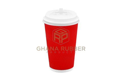 Image of Ripple Paper Cups + Lids 16oz Red