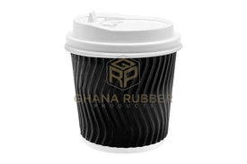 Ripple Paper Cups + Lids 4oz Black