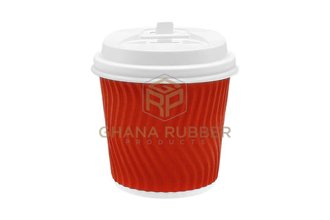 Image of Ripple Paper Cups + Lids 4oz Red
