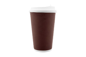 Ripple Paper Cups + Lids 16oz Brown