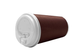 Ripple Paper Cups + Lids 16oz Brown