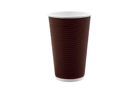 Image of Ripple Paper Cups + Lids 16oz Brown
